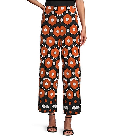 Investments Soft Separates Dark Honeycomb Border Elastic Waist Coordinating Pull-On Crop Pants