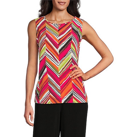 Investments Soft Separates Multi Broken Chevron Reversible Crew to Scoop Neck Sleeveless Top