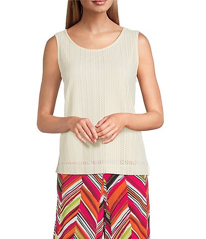 Investments Soft Separates Sleeveless Crew Neck Crochet Top