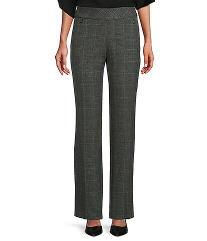 Investments the PARK AVE fit Stretch Straight Leg Pull-On Plaid Tummy Panel Pants