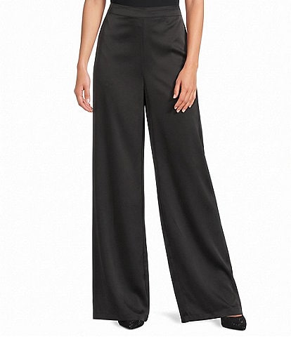 Investments Wide Leg Pull-On Satin Pants