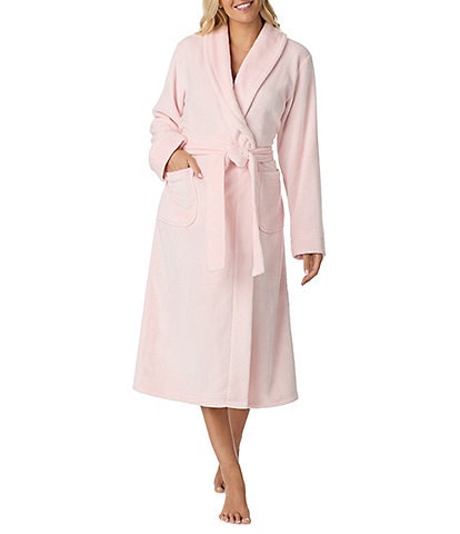 iRelax Long Sleeve Shawl Collar Plush Velour Long Robe