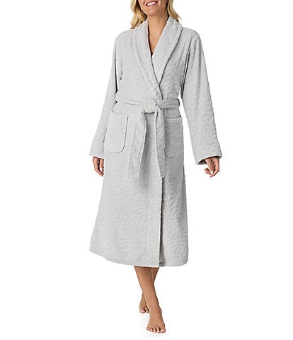 iRelax Sheared Plush Shawl Collar Long Sleeve Wrap Long Robe