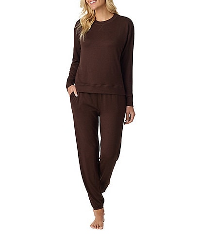 iRelax Solid Knit Crew Neck Long Jogger Pant Coordinating Lounge Set