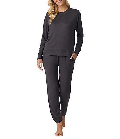 iRelax Solid Knit Crew Neck Long Jogger Pant Coordinating Lounge Set