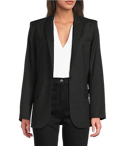 IRO Allan Woven Wool Blend Point Lapel Long Sleeve One-Button Blazer