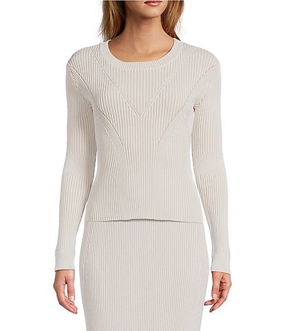 IRO Cleona Ribbed Knit Crew Neck Long Sleeve Coordinating Top