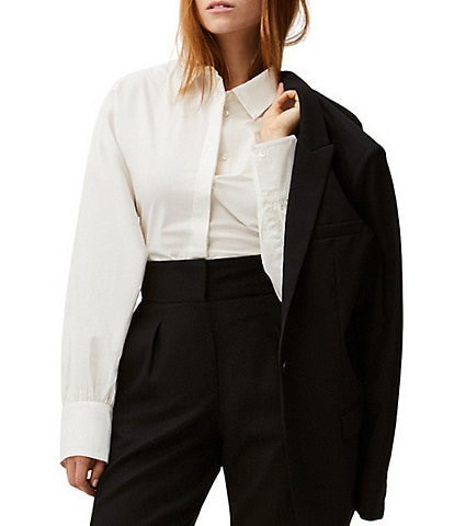 IRO Janine Poplin Point Collar Long Sleeve Button Front Blouse