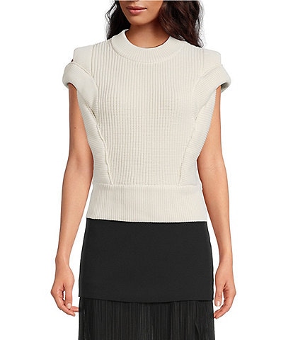 IRO Nash Knit Crew Neck Cross Cap Sleeve Sweater