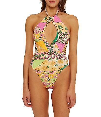 Isabella Rose Embrace Textured High Neck One Piece Swim Suit