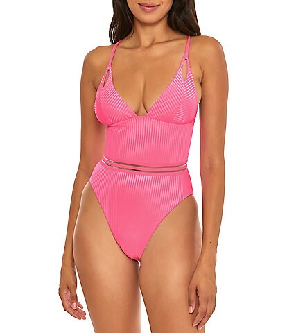 Isabella Rose Queensland Ribbed High Leg One Piece Swimsuit