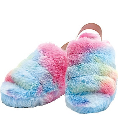 Iscream Girls Rainbow Furry Slippers
