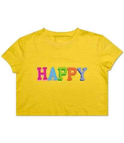 Iscream Little/Big Girls 4-14 Short Sleeve Happy Boxy Graphic T-Shirt
