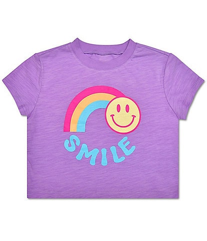 Iscream Little/Big Girls 4-14 Short Sleeve Smile Rainbow Graphic Boxy T-Shirt