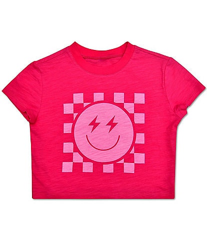 Iscream Little/Big Girls 4-14 Short Sleeve Smiley Checked Boxy T-Shirt
