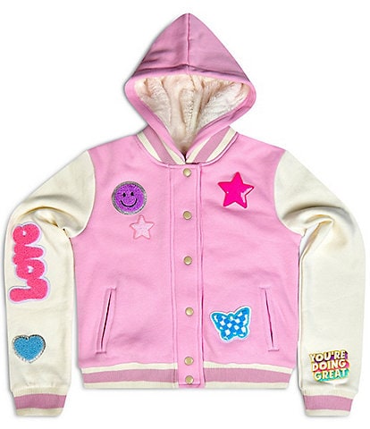 Iscream Little/Big Girls Long Sleeve Check It Out Varsity Jacket