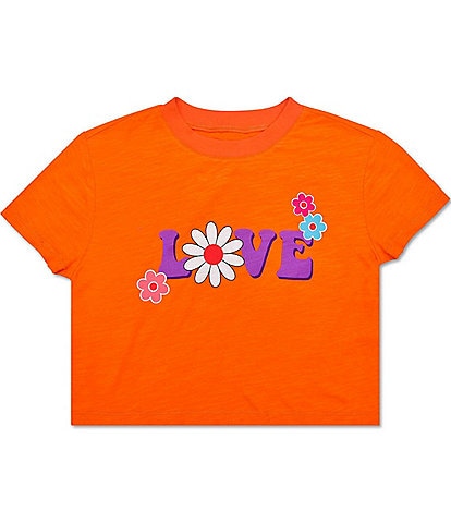 Iscream Little/Big Girls 6-14 Short Sleeve Flower Love Boxy T-Shirt