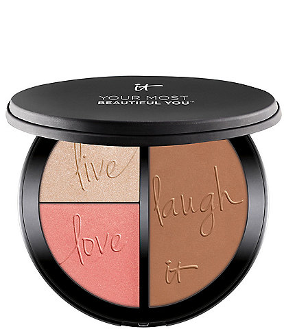 IT Cosmetics Your Most Beautiful You Anti-Aging Matte Bronzer, Radiance Luminzer and Brightening Blush Face Palette