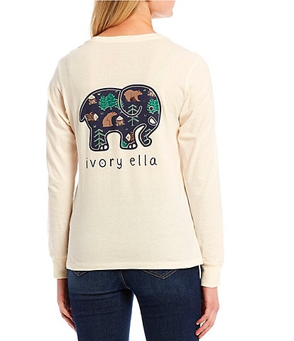 Ivory Ella Ivory Long Sleeve Brown Bear Graphic T-Shirt