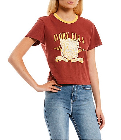 Ivory Ella Ivy League Ellie Crop Graphic T-Shirt