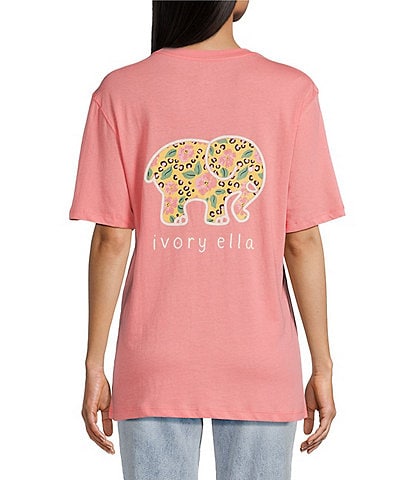 Ivory Ella Leopard Blooms Short Sleeve Graphic T-Shirt