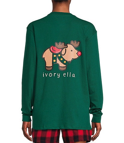 Ivory Ella Long Sleeve Reindeer Ella Graphic T-Shirt
