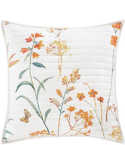 J. by J. Queen New York Bridget Watercolor Floral Square Quilted Decorative Throw Pillow