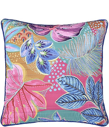 J. By J. Queen New York Hanalei Hawaiian-Inspired 18#double; Square Quilted Decorative Throw Pillow