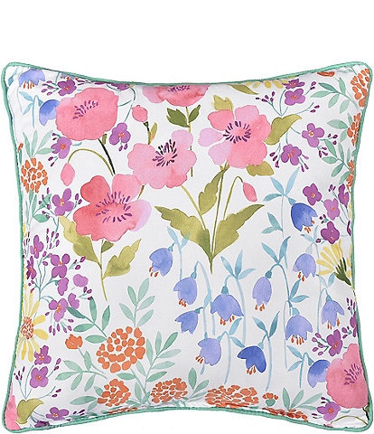 J. By J. Queen New York Jules 18 inch Wildflowers Print Square Decorative Throw Pillow