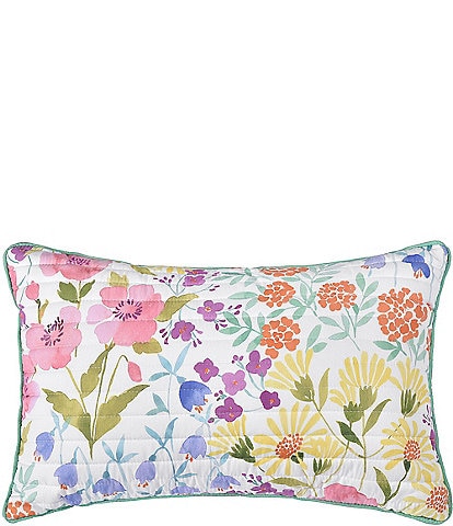 J. By J. Queen New York Jules Colorful Wildflowers Quilted Boudoir Decorative Throw Pillow