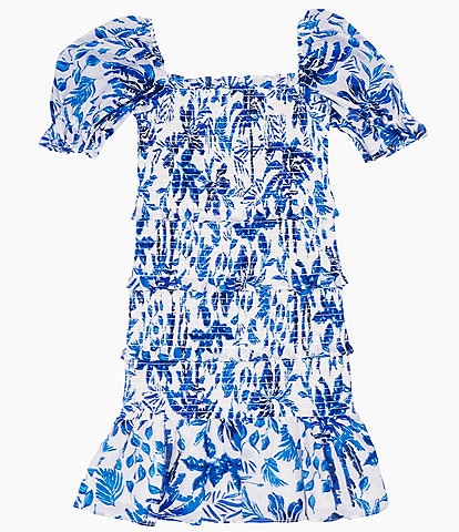 J.Marie Big Girls 7-14 Hayden Floral Puff Sleeve Tiered Dress
