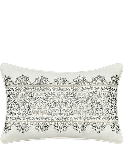 J. Queen New York Arbour Grove Leaf Embroidered Medallion Silhouette Boudoir Pillow