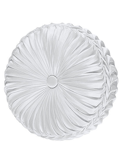 J. Queen New York Astoria Button-Tufted Pleated Round Pillow