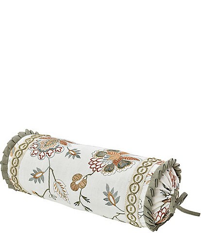 J. Queen New York Athena Embroidered Floral Bolster Decorative Throw Pillow