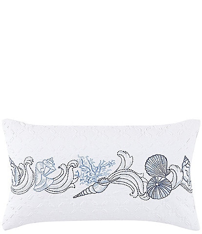 J. Queen New York Bayside Embroidered Seashell Boudoir Throw Pillow
