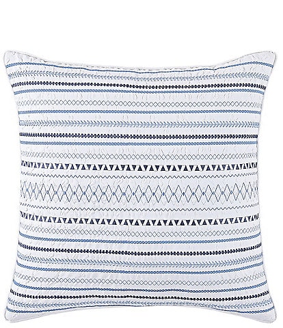 J. Queen New York Bayside Nautical Striped Reversible Square Decorative Throw Pillow