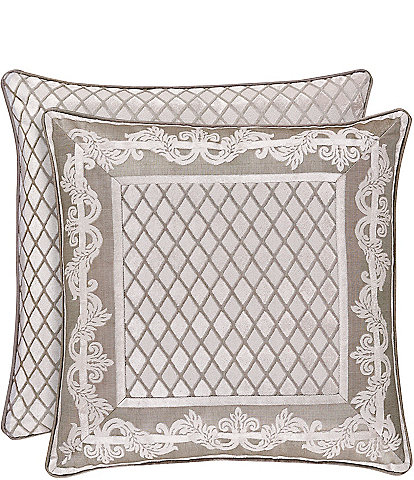 J. Queen New York Bel Air Sand Diamond Framed Square Pillow