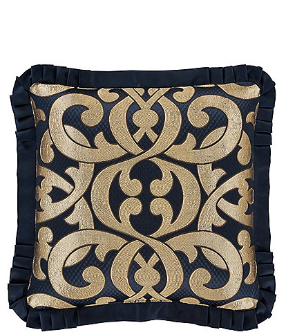 J. Queen New York Biagio Damask Flanged Embellished Square Pillow