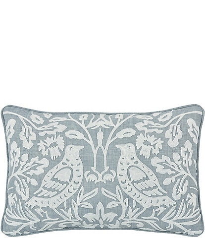 J. Queen New York Blue Garden Embroidered Chinoiserie Boudoir Pillow