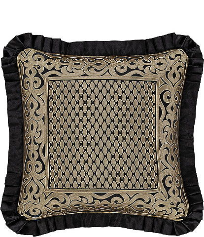 J. Queen New York Bolero Pleated Flanged Framed Reversible Embellished Decorative Throw Square Pillow