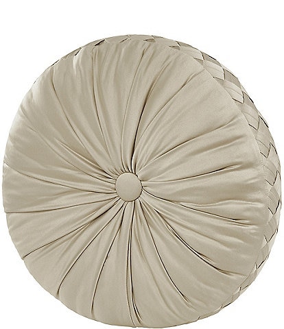 J. Queen New York Brilliance Button-Tufted Pleated Detail Satin Round Pillow