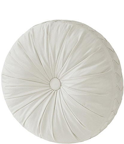 J. Queen New York Brilliance Button-Tufted Pleated Detail Satin Round Pillow