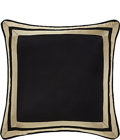 J. Queen New York Calvari Geometric Polished Platinum Striped Border Square Pillow