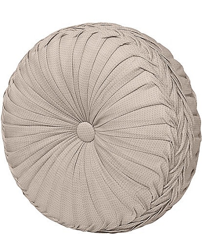 J. Queen New York Captiva Button-Tufted Braided Detail Satin Tufted Round Pillow