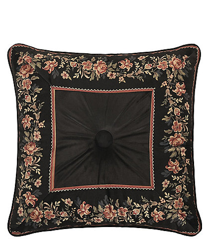 J. Queen New York Chanticleer Button-Tufted Framed Reversible Square Floral Pillow