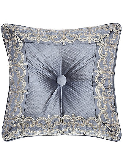 J. Queen New York Dicaprio 18-inch Button-Tufted Embellished Framed Square Decorative Pillow