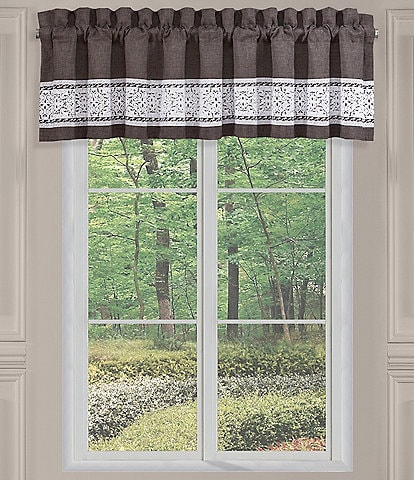 J. Queen New York Flint Linen Texture Embroidered Window Valance