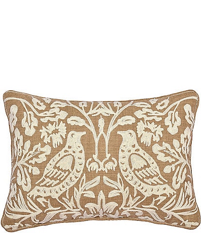 J. Queen New York Garden Dreams Embroidered Floral & Birds Boudoir Pillow