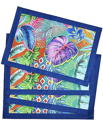 J. Queen New York Hanalei Collection Floral Placemats, Set of 4