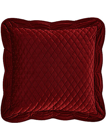 J Queen New York Red Garnet Red 18 inch Square Embellished Decorative Throw Pillow